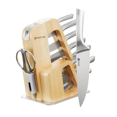 14 Piece Knife Block Set with Built-in Sharpener German Stainless Steel