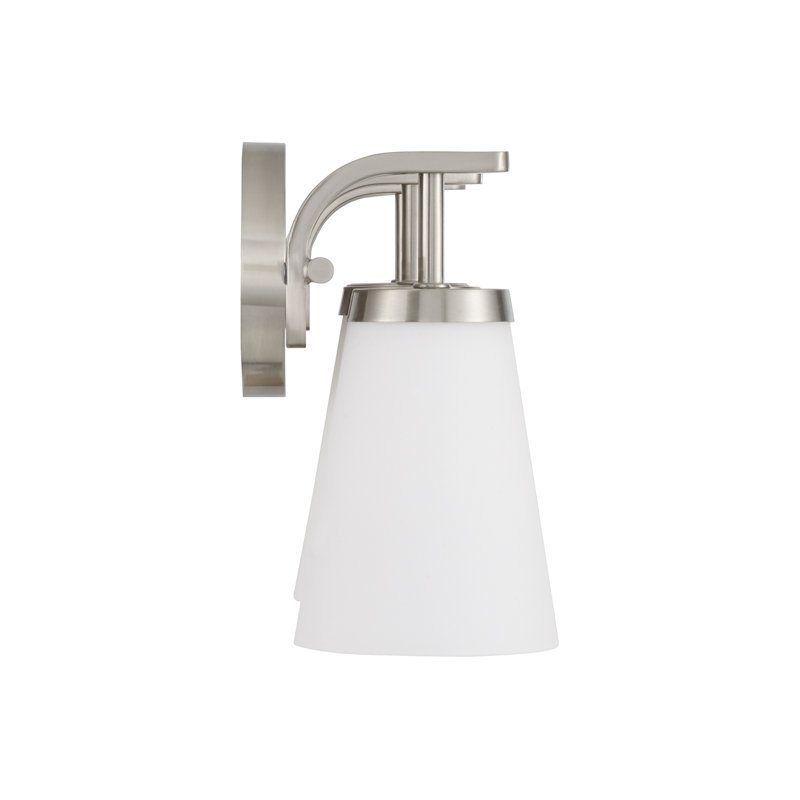 23" W x 9" H 3-Light Vanity  in Brushed Nickel with Tapered Soft White Glass, 3, Brushed Nickel
