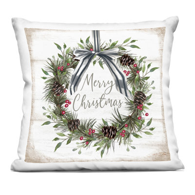 Festive Lamb with Holiday Lights Design by Riley B Throw Pillow