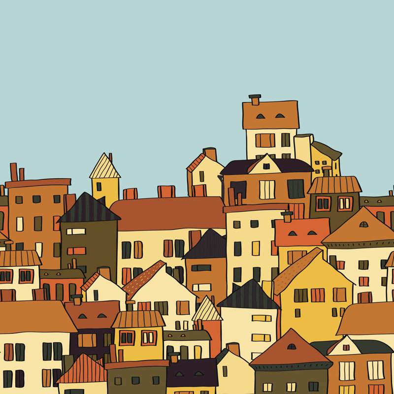 Panoramic Old Town by Natalyon - Wrapped Canvas Print, 30cm H x 30cm W
