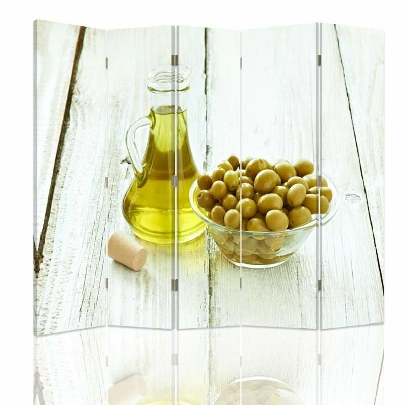 Paravent 360° Rotatable Olives and Olive Oil in a Bowl Canvas mit 5 Paneelen