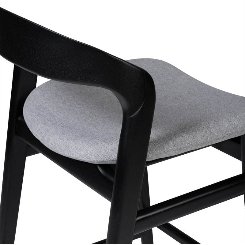Tabouret de bar et de comptoir Anela, Essence grise / cadre Ebano, Tabouret de comptoir (siège d'une hauteur de 25,2