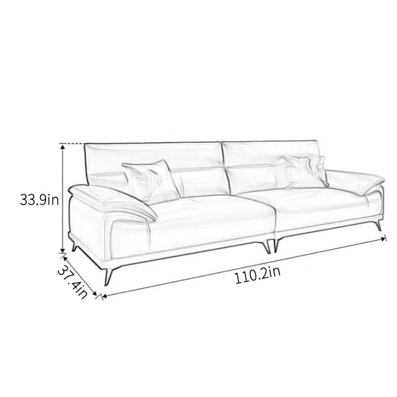 Canapé de bureau italien, H 33,9 po x l 110,2 po x P 37,4 po, 4