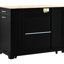 Îlot de cuisine polyvalent avec rangement pour poubelle, bloc d'alimentation, 3 tiroirs, ouverture latérale, 5 mouvements, boîte dissimulée de style noir, prise de courant,-1441145162