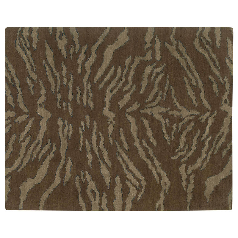 Rajah Wool Animal Print Area Rug in Brown/Beige, Rectangle 10' x 14'