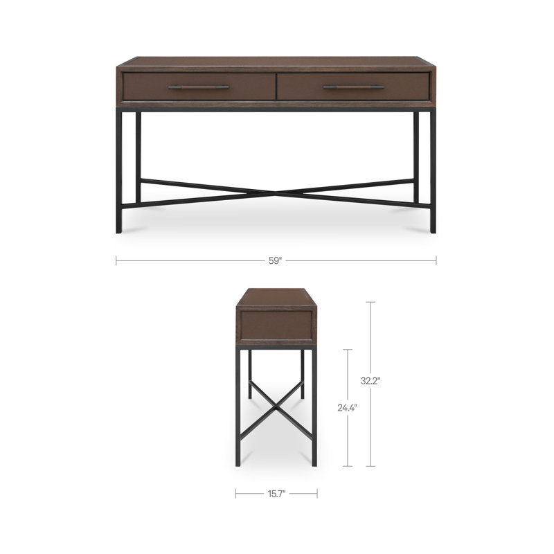 Meera 59" Console Table, Brown, Black