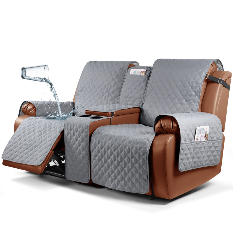 Housses pour causeuse inclinable avec console Kyrstie, Mélange de polyester gris clair