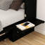 Grand lit escamotable de rangement avec tiroir, armoire-lit escamotable avec tablettes, sans matelas, noir