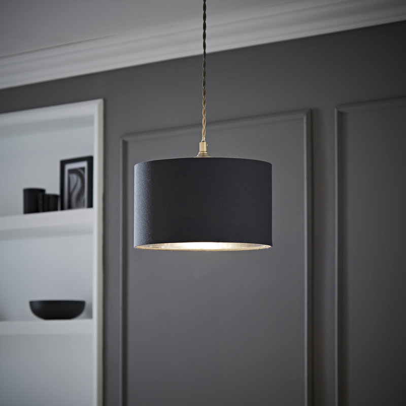 Dashima Linen Blend Drum Lamp Shade ( Slip-On ) in Grey, 20" H x 35" W x 35" D