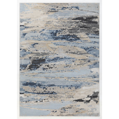 Belknap Collection Abstract Blue/Grey/Ivory Area rug