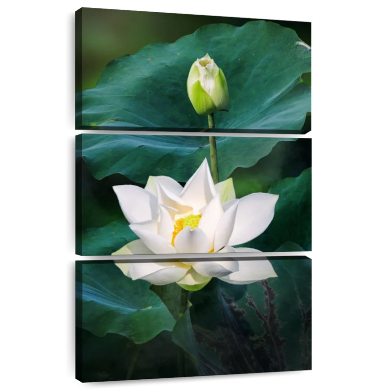 Harnek Budding White Lotuses, 74" H x 48" W