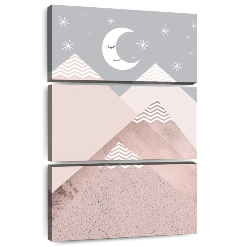 Avery Blush Pink Grey Mountains I, 38" H x 24" W