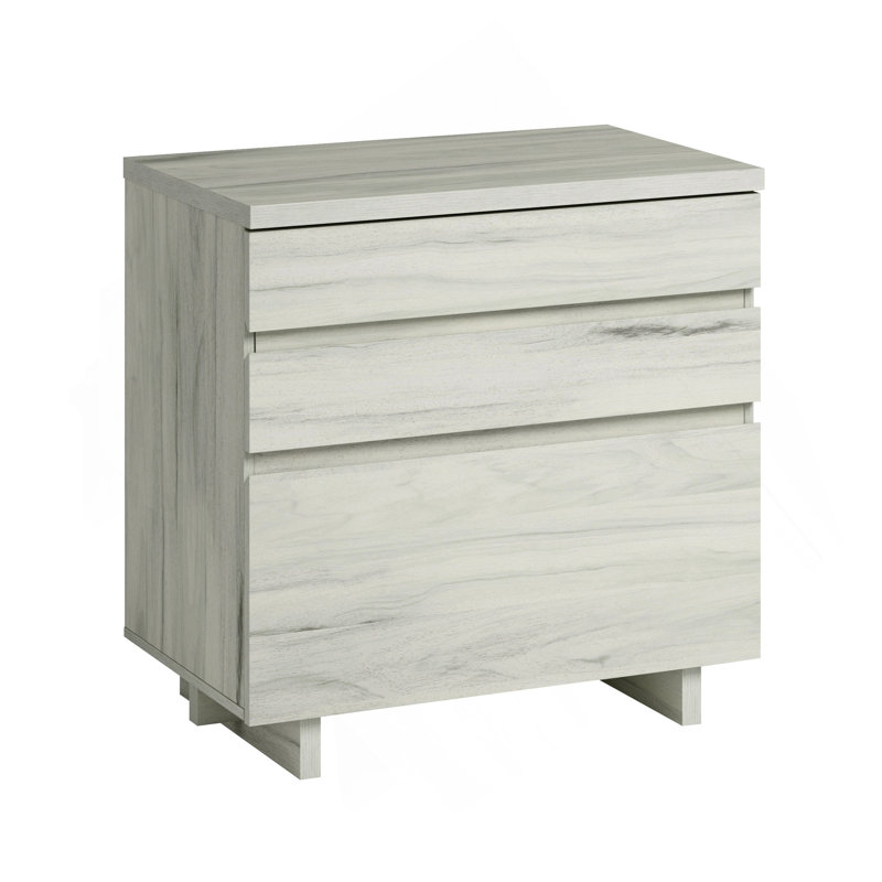 Lateral File With Large Drawers, Off White And Gray Finish