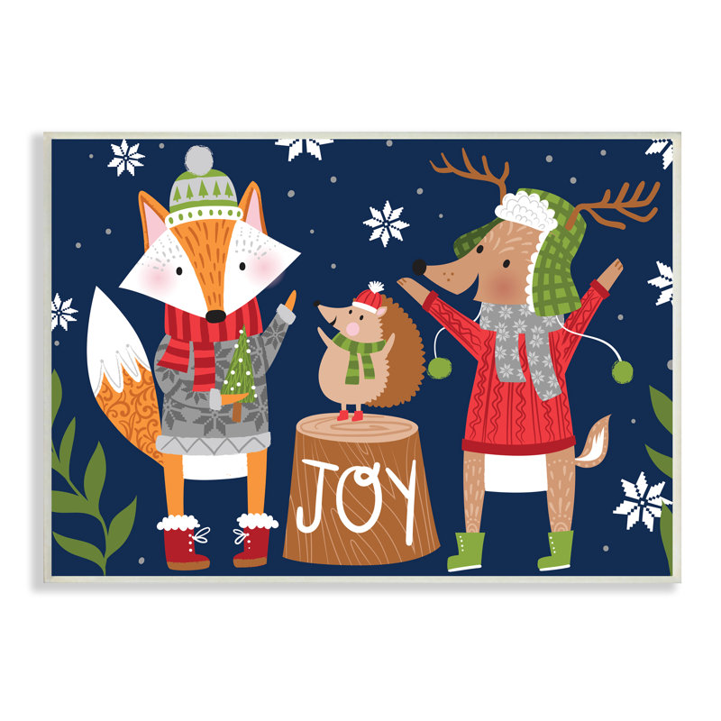 «Snowy Winter Woodland», adorable renard, hérisson, H 13 po x l 19 po x P 1,5 po, Plaque murale