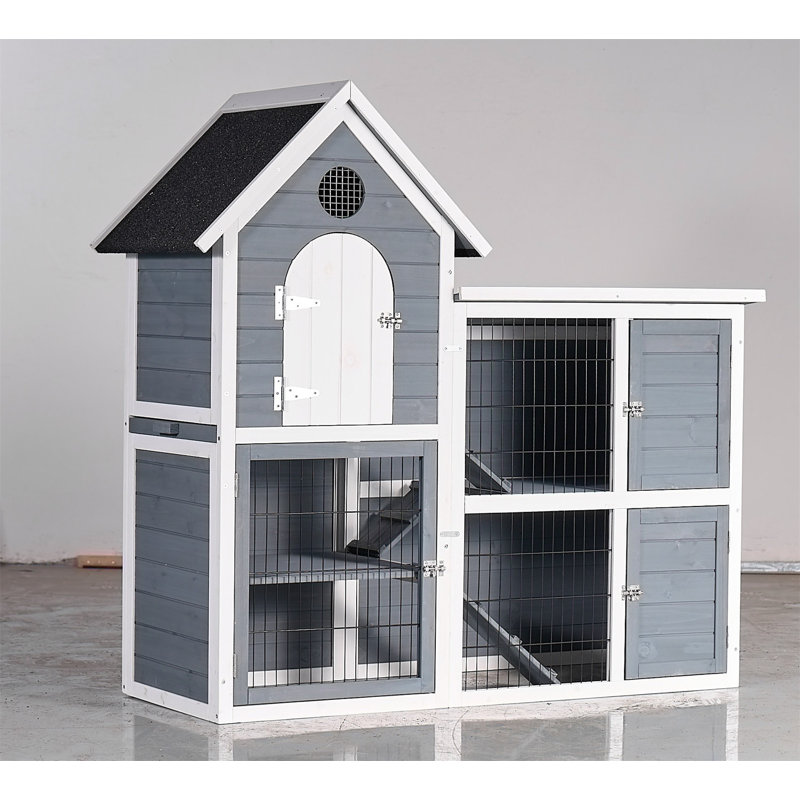 Cage à poulailler en bois avec cage anti-fuites, toit imperméable et plateau coulissant