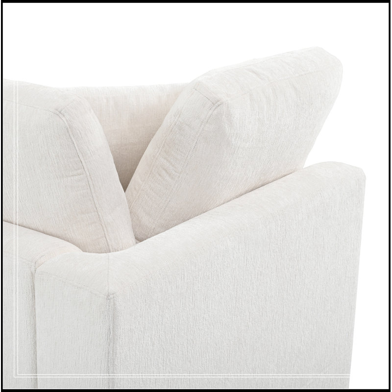 Causeuse en chenille avec structure en bois et coussin décoratif, Beige