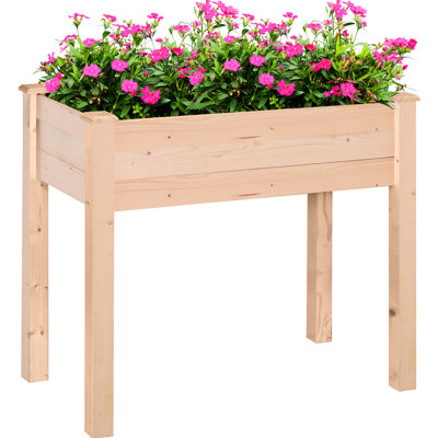 Jardinière surélevée en bois avec pieds, 86 x 46 x 76 cm, à drainage automatique, idéale pour les légumes, les herbes aromatiques et les fleurs. Parfait pour le jardin, la terrasse, le balcon ou comme bac à fleurs naturel.