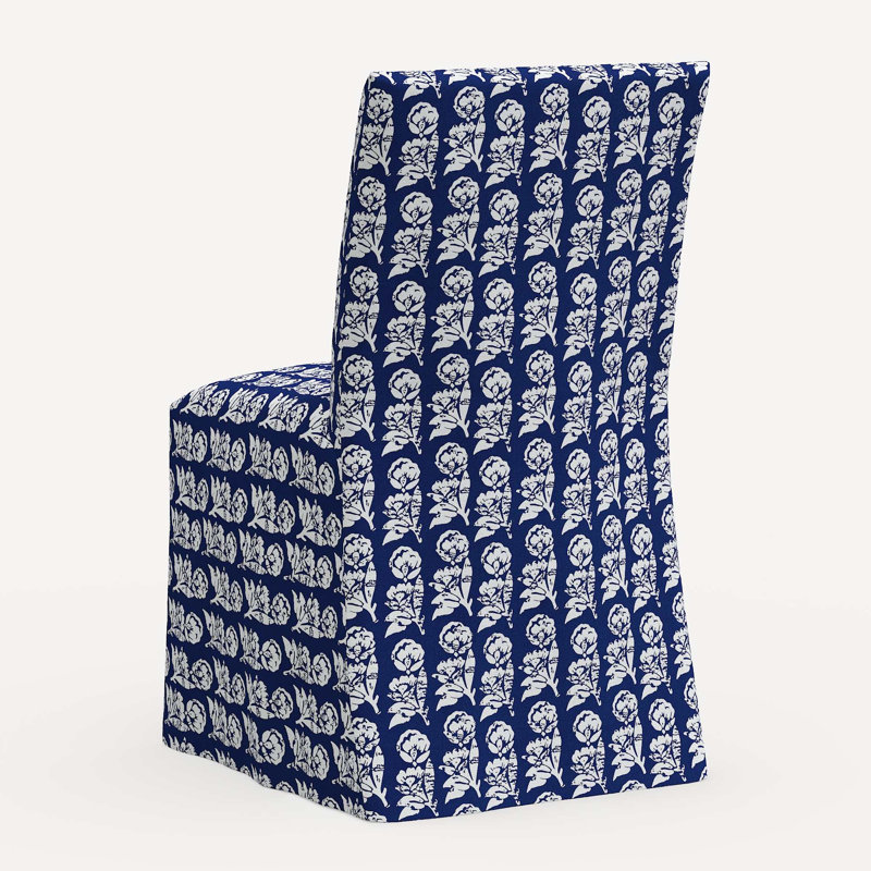 Sadia Slipcover Chair, Jr Mudetti Indigo Geometric Linen