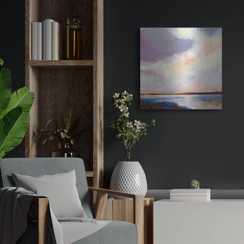 Art mural en métal Highland Dunes «Sunset On Gull Lake» par Katrina Pete, H 24 po x l 24 po