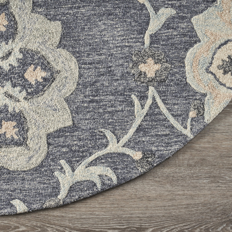 Munz Handmade Traditional Natural Wool Indoor Round Rug, Round 4'10"