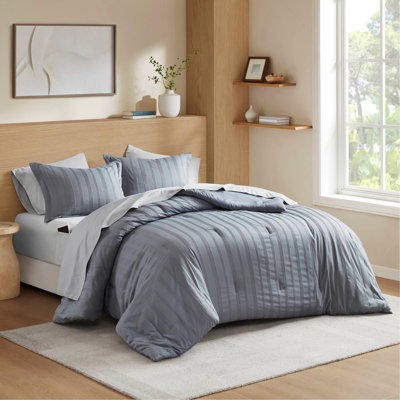 7-Piece Queen Woven Striped Comforter Set