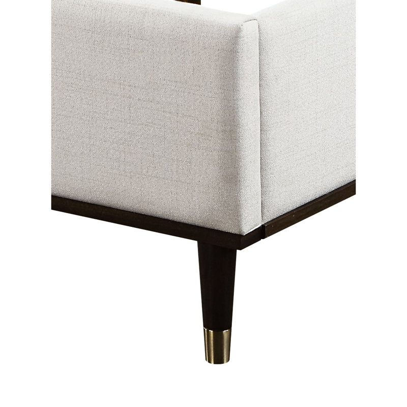 Tissu gris avec très grand lit simple - zone de confort élégante, structure en bois synthétique, revêtement doux et chic avec matériaux, fabrication stable, décoration de chambre à coucher