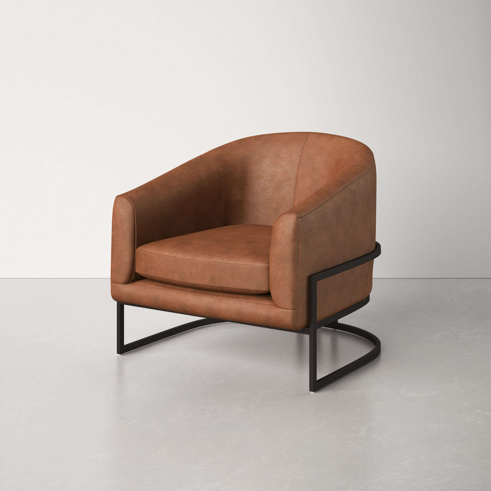 Salzburg Upholstered Barrel Chair, Chaps Sand Top Grain Leather