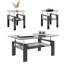 Ensemble de 2, table basse moderne en verre trempé, table de bout, table carrée pour le salon, noir