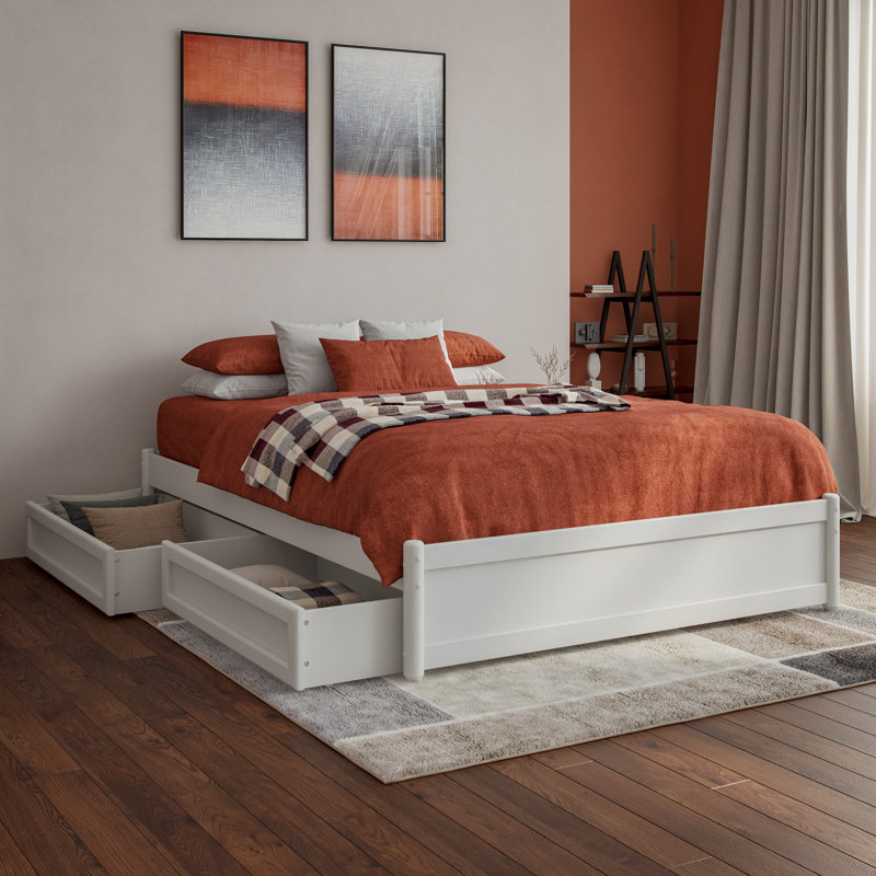 Lamariah Solid Wood Platform Storage Bed, Full, White