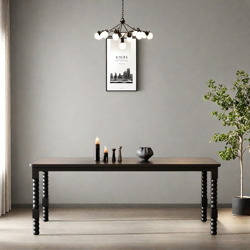 Table de salle à manger en bois de frêne massif avec fonctionnalité spacieuse., H 29,53 po x L 55,12 po x l 27,56 po