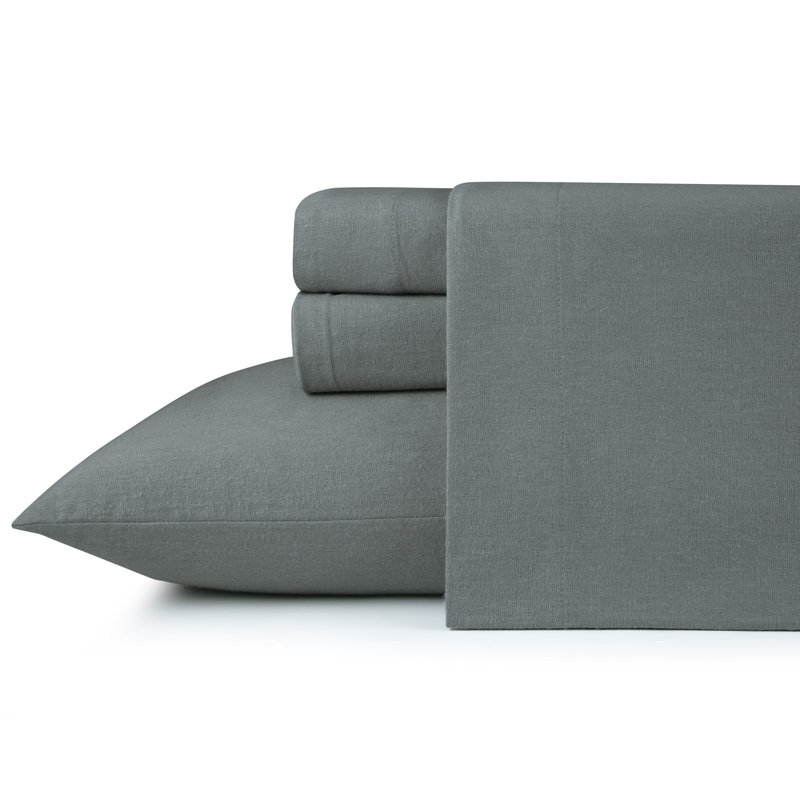 Ensemble de draps 100% flanelle de coton Kathy Ireland, Ensemble de draps pour grand lit + un drap-housse , Argent