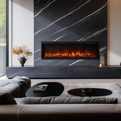 50 Inch Smart Electric Fireplace - 12 Colors Of Flame & Ember, Adjustable Flame Speed, Recessed/Wall-Mount, 750/1500W Heater, Child Lock, Compatible With Alexa And Google Assistant