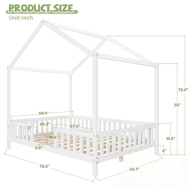 Lit double avec baldaquin et balustrades hautes, Blanc