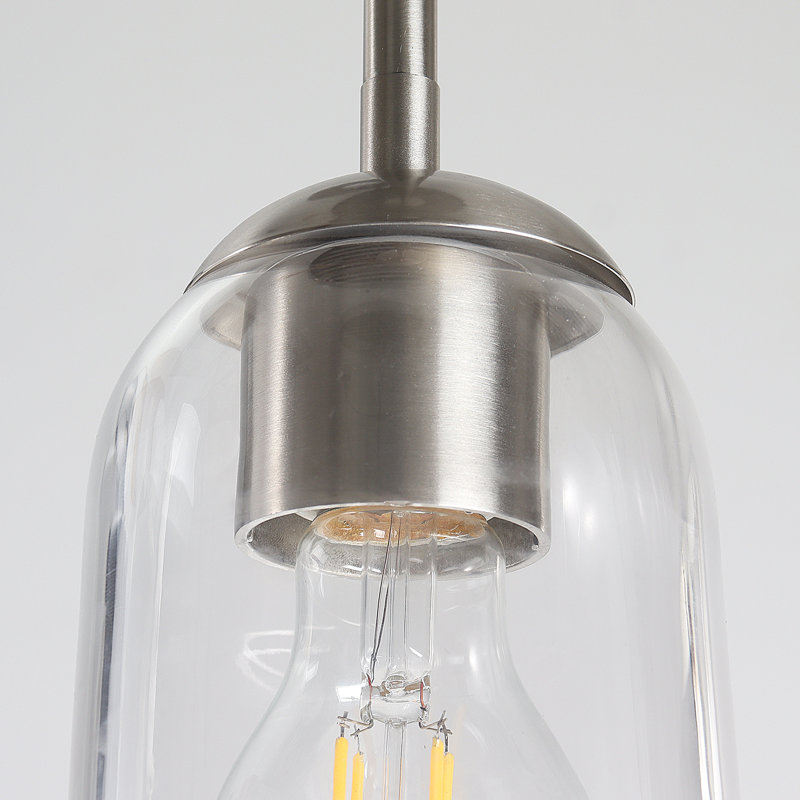 Luminaire suspendu cylindrique simple à 1 lumière à intensité variable de 4,1 po, Nickel