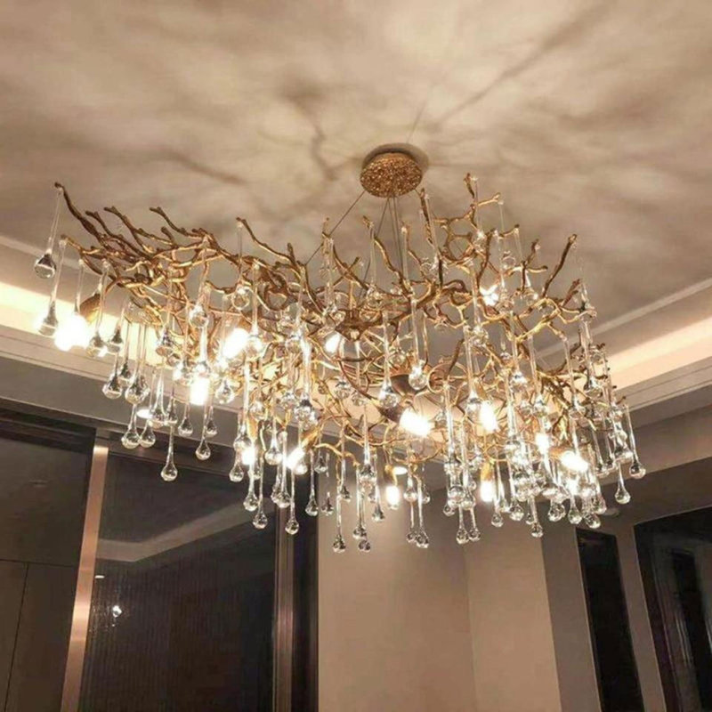 Lustre Light Bijout Branches, Givré, Bronze, 30” Length x 18" Wide x 24" Height