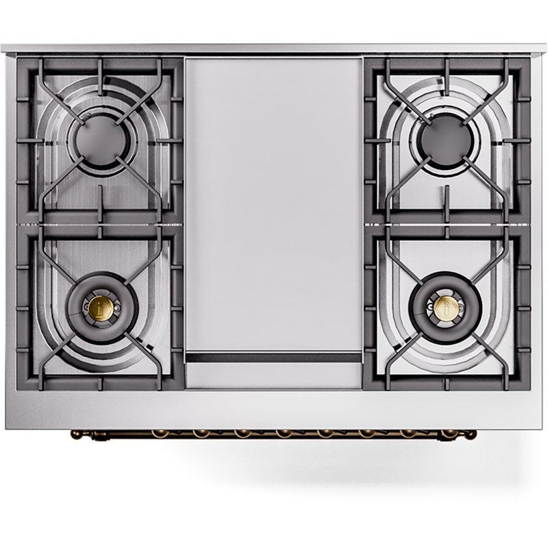 ILVE Nostalgie II 36 Dual Fuel Range, knobs, White/Bronze, Natural Gas