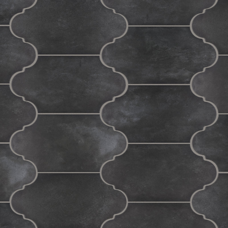 Alhama Provenzal 6" x 13" Porcelain Stone Look Wall & Floor Tile, Black