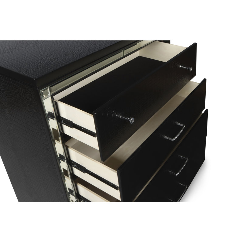 Commode 5 tiroirs Sherley, Noir