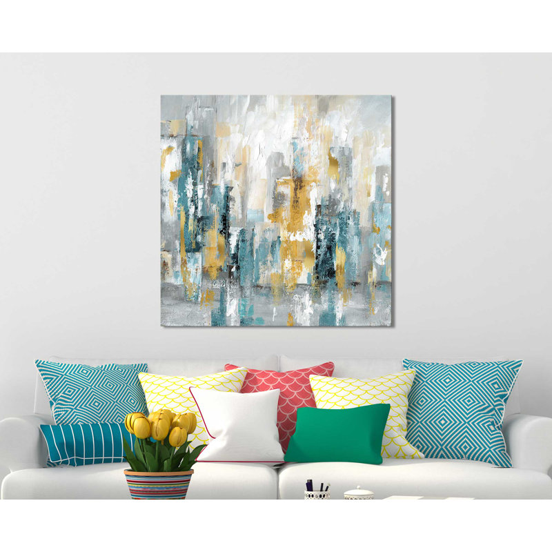«City Views II», reproduction de peinture acrylique, H 18 po x l 18 po x P 1 po, Toile tendue