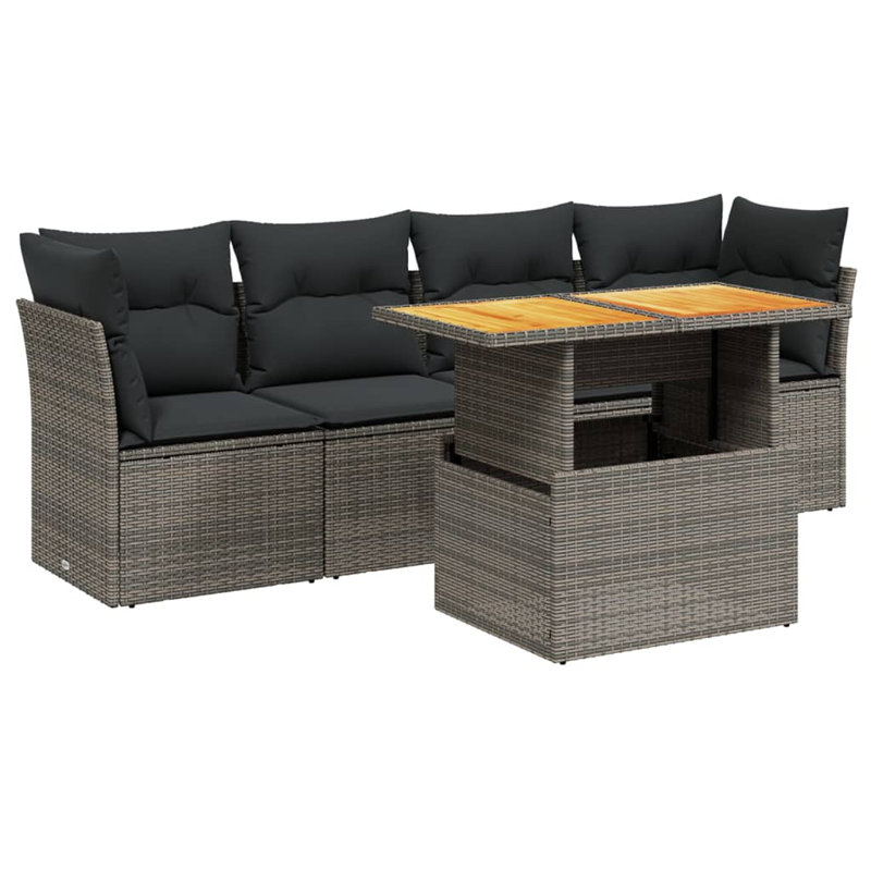 Vidaxl Garden Sofa Set, Gray Cushion/Gray Frame