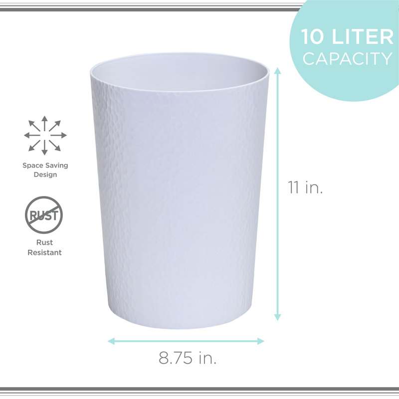 Dajai Plastic Open Waste Basket - 2.6 Gallons, White