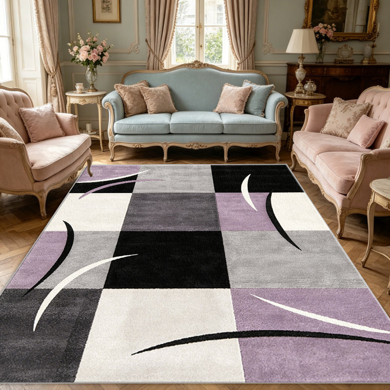 Lavender Abstract Geometric carpet-easy to clean, machine-washable, soft and comfortable; suitable for door mats, kitchens, living rooms, bedrooms, corridors, and laundry areas. Easy to clean, durable carpet for home decoration.