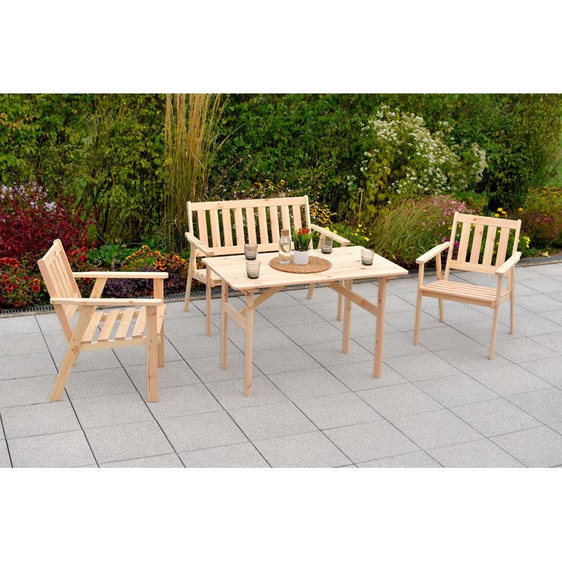 Senduk 4 - Person Wood Patio Dining Set with Rectangular Table