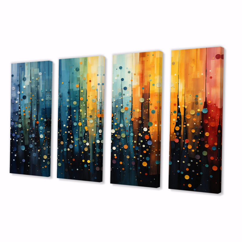 Ensemble de 4 pièces colorées «Mid-Century Bold Breeziness I» sur toile