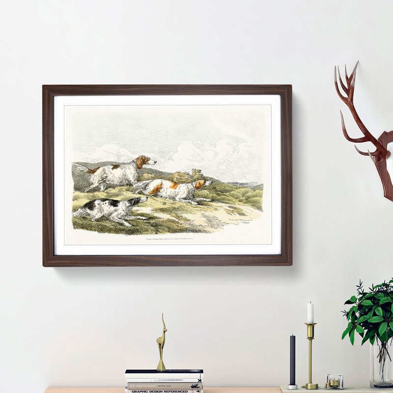 The Running Hounds by Henry Alken - Picture Frame Painting Print, Walnut Framed, 48cm H x 65cm W x 2cm D