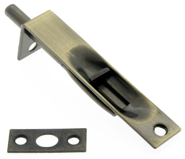 Solid Brass Flush Bolt with Square End, Antique Brass