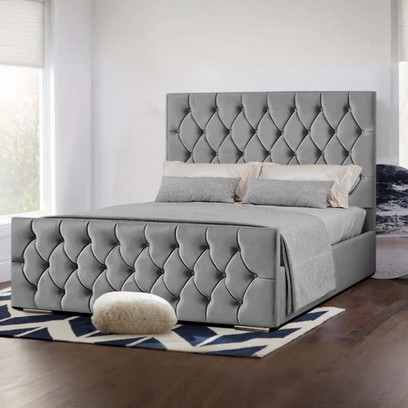 Upholstered Bed, Double (4'6), Grey