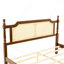 Grand lit en bois de pin avec tête et pied de lit en rotin, avec plateforme de lit rehaussée centrale, noyer-265367478-265367479