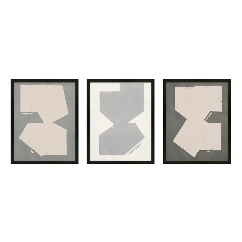 Equipoise In Greige I-III Painting by Ivo Stoyanov, 20" H x 16" W x 1.25" D, Black