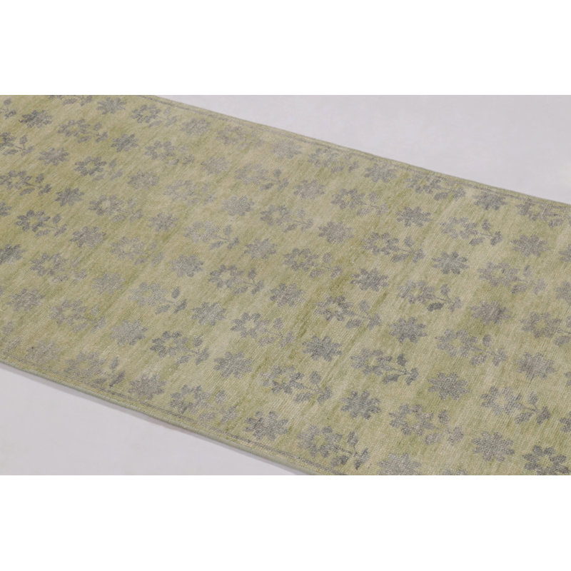 Block Print Handmade Silk and Wool Area Rug